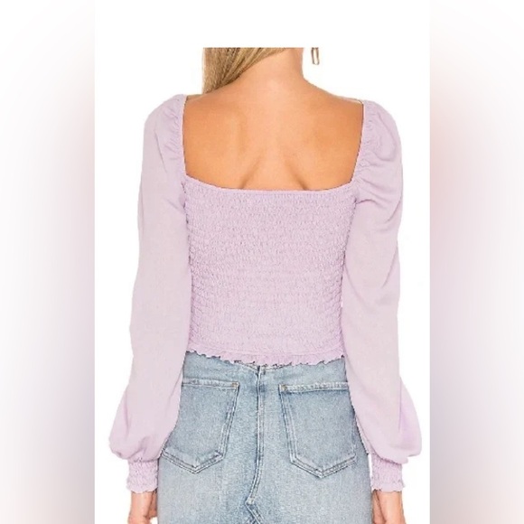 SUPERDOWN REVOLVE TANYA SMOCKED PURPLE CROPPED TOP NEW XS NWOT - Picture 2 of 4